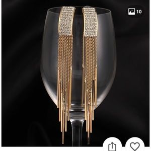 Classic Crystal Tassel Goldplated Chain Earrings